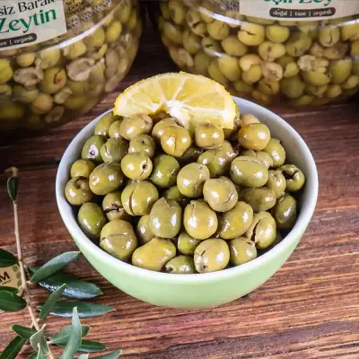 4 Adet X Antep Usulü Çekirdeksiz Barak Yeşil Zeytin 4500 cc Bidon - 3