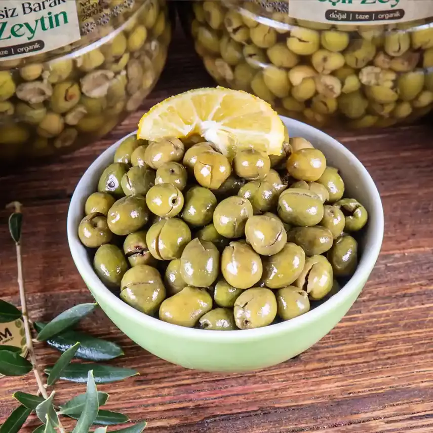 4 Adet X Antep Usulü Çekirdeksiz Barak Yeşil Zeytin 4500 cc Bidon - 3