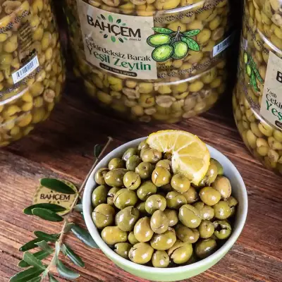 4 Adet X Antep Usulü Çekirdeksiz Barak Yeşil Zeytin 4500 cc Bidon - 4