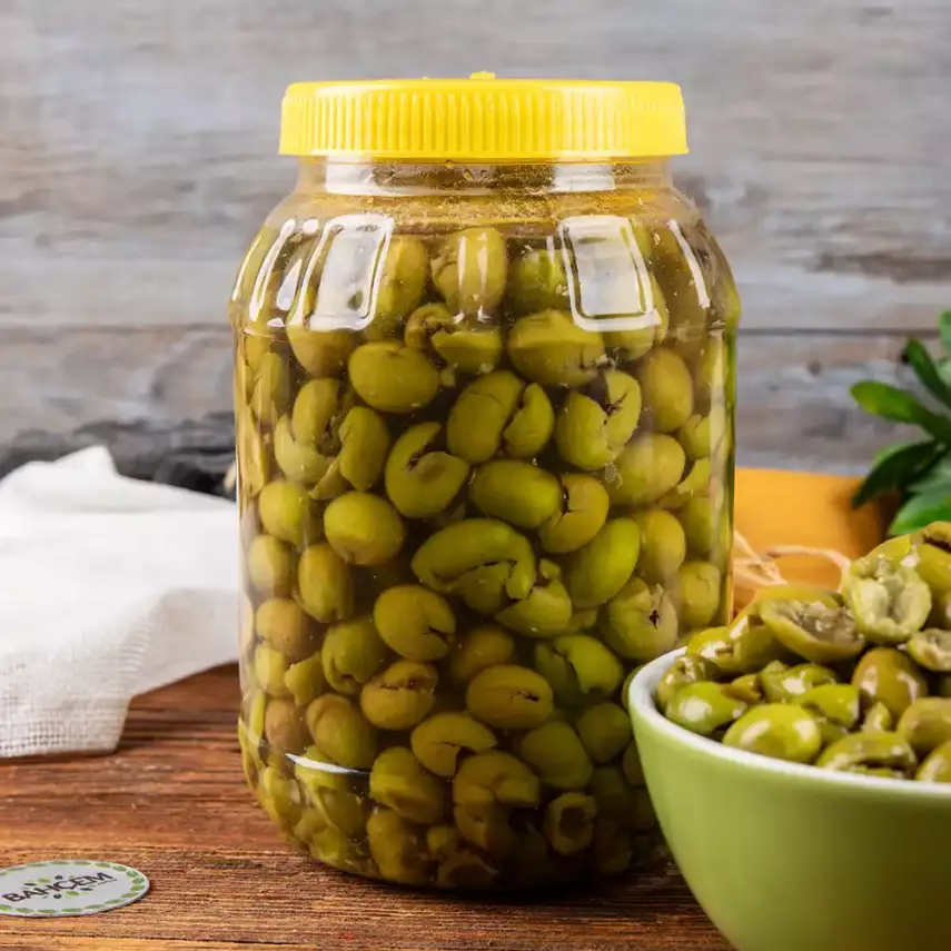 Antep Usulü Nizip Kırma Çekirdeksiz Yeşil Zeytin 1500 cc Bidon - 3