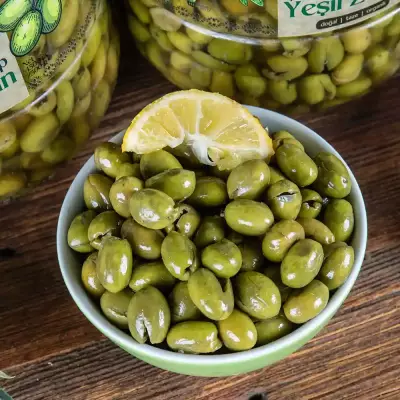 4 Adet X Antep Usulü Nizip Kırma Çekirdeksiz Yeşil Zeytin 4500 cc Bidon - 2