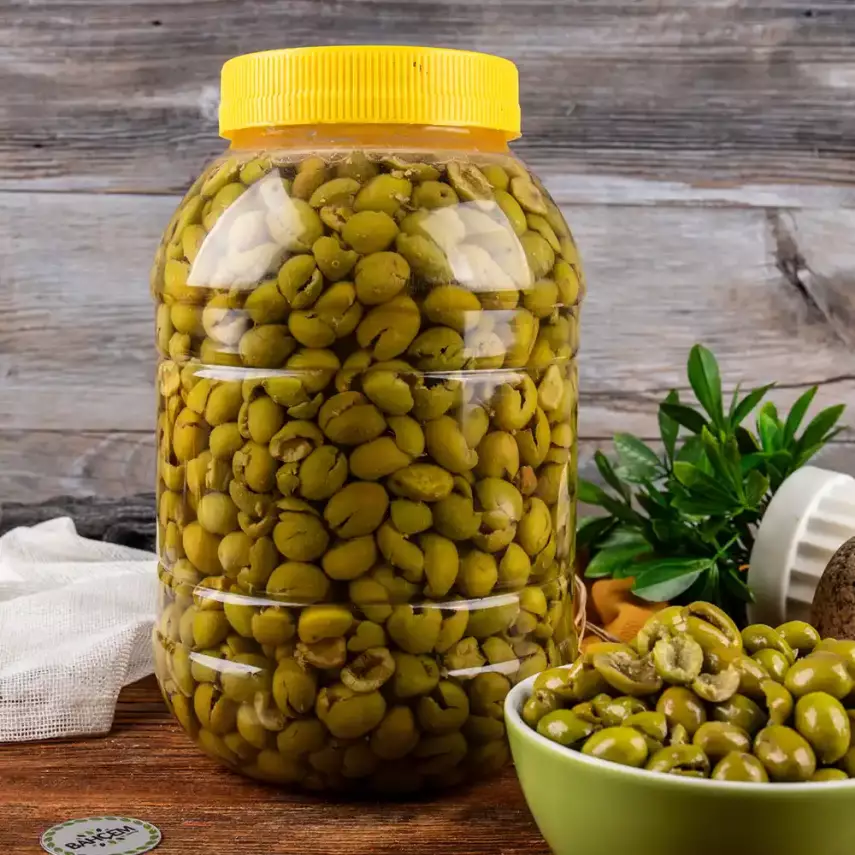 Antep Usulü Nizip Kırma Çekirdeksiz Yeşil Zeytin 4500 cc Bidon - 1