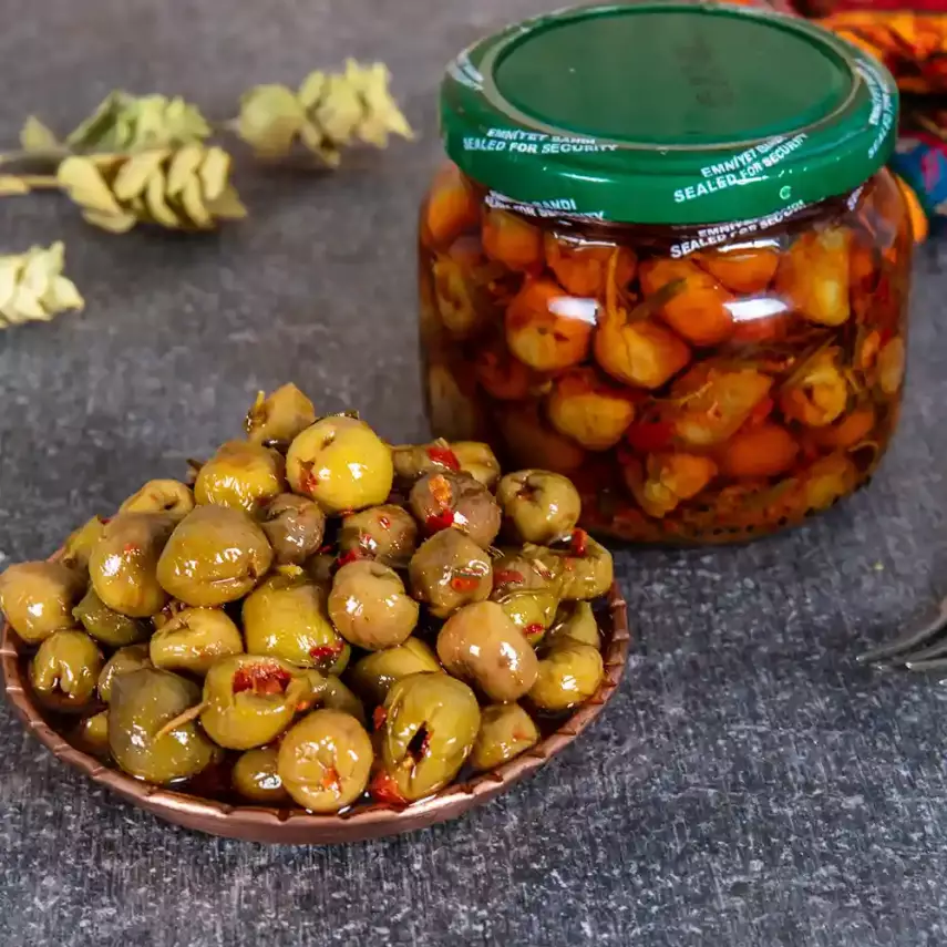 Soslu Yeşil Zeytin Kavurması 350 g Kavanoz - 1