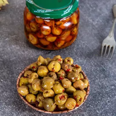 Soslu Yeşil Zeytin Kavurması 350 g Kavanoz - 2