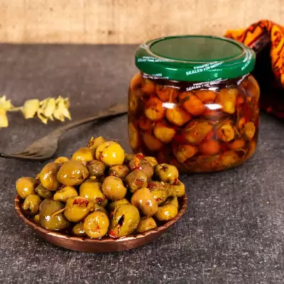 Soslu Yeşil Zeytin Kavurması 350 g Kavanoz - 4